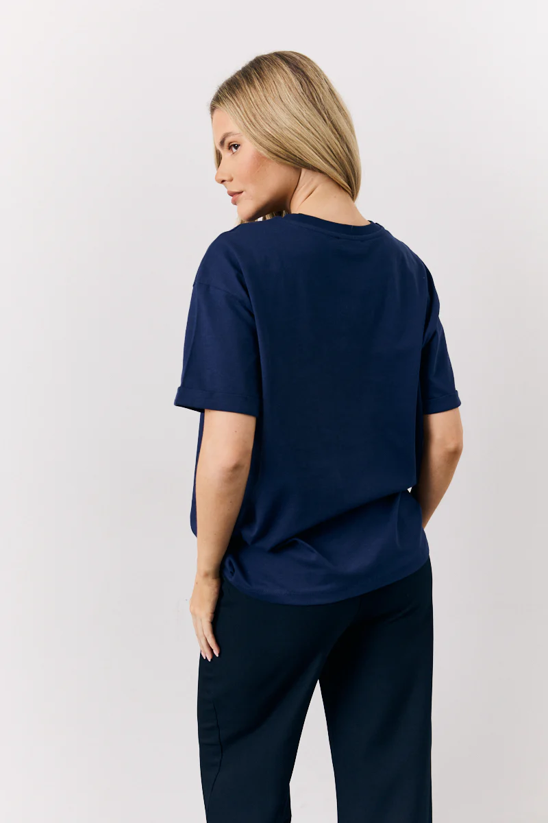 Navy Graphic Slogan T-Shirt - Image 3