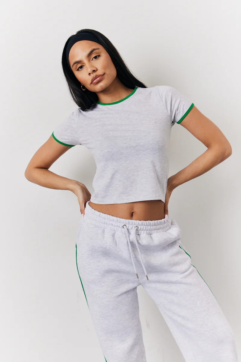Grey Marl Fits 90's Crew Neck T Shirt