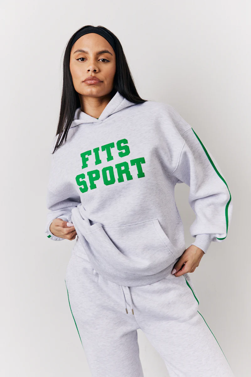 Grey Marl Fits Sport Bubble Print Co-Ord Hoodie