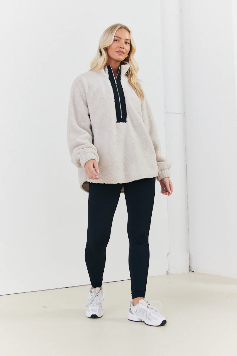 Half Zip Borg Pull Over Jacket - Image 2