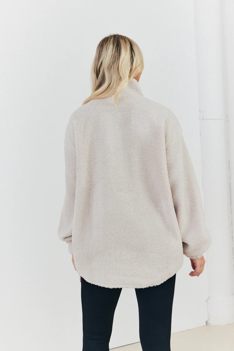 Half Zip Borg Pull Over Jacket - Image 3