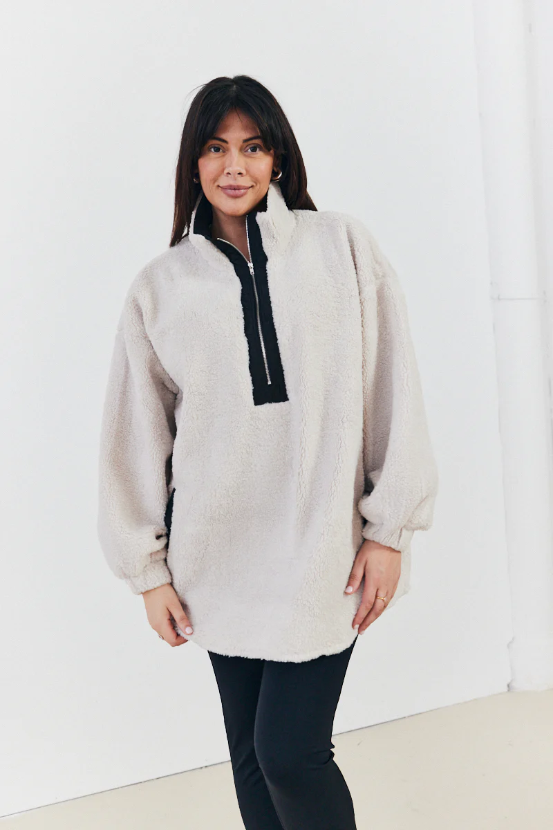 Half Zip Borg Pull Over Jacket - Image 5