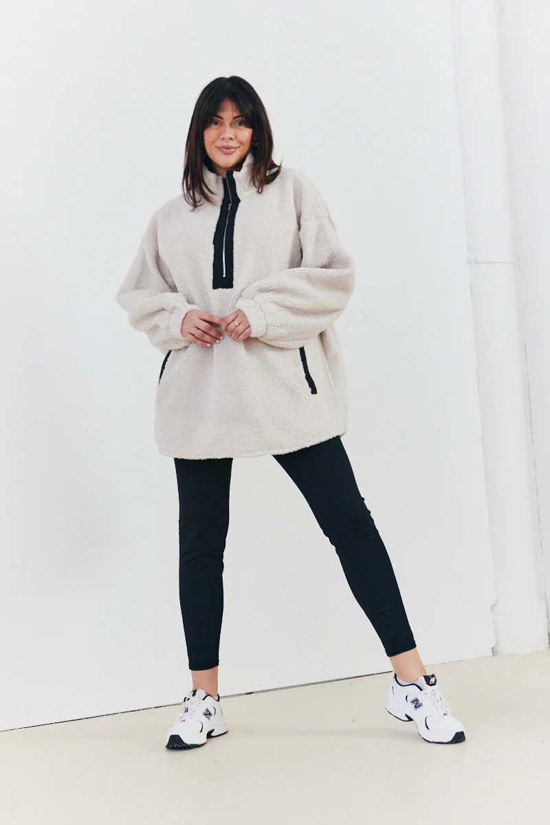 Half Zip Borg Pull Over Jacket - Image 6