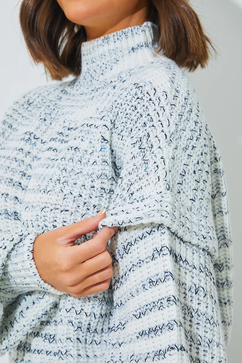 High Neck Frill Sleeve Knit Jumper - Image 4