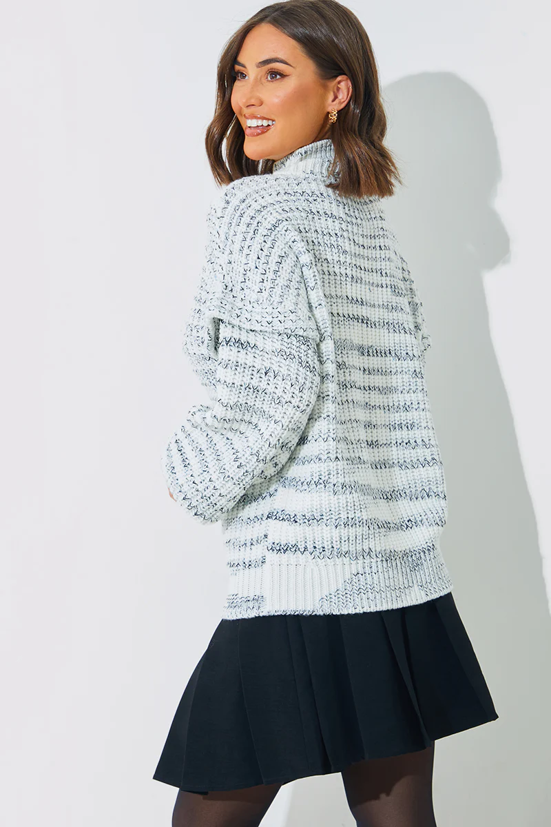 High Neck Frill Sleeve Knit Jumper - Image 5