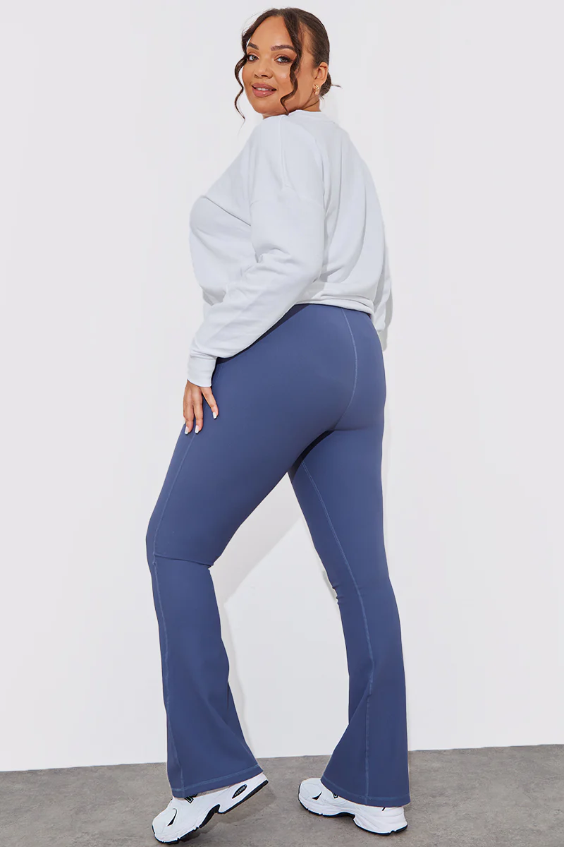 High Waist Kick Flare Rib Trouser - Image 12