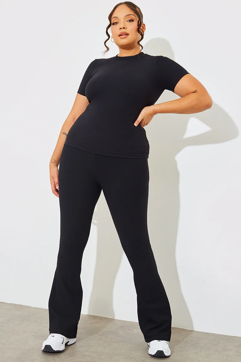 High Waist Kick Flare Rib Trouser - Image 5