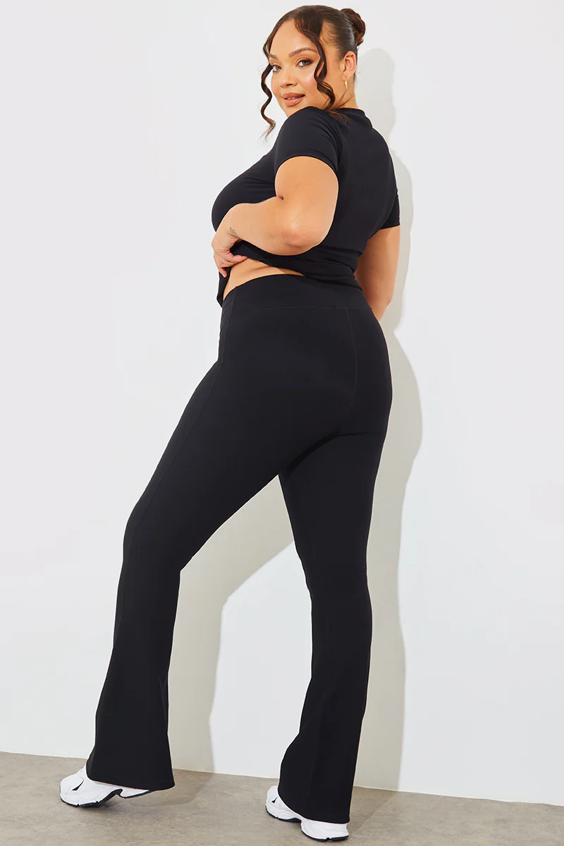 High Waist Kick Flare Rib Trouser - Image 7