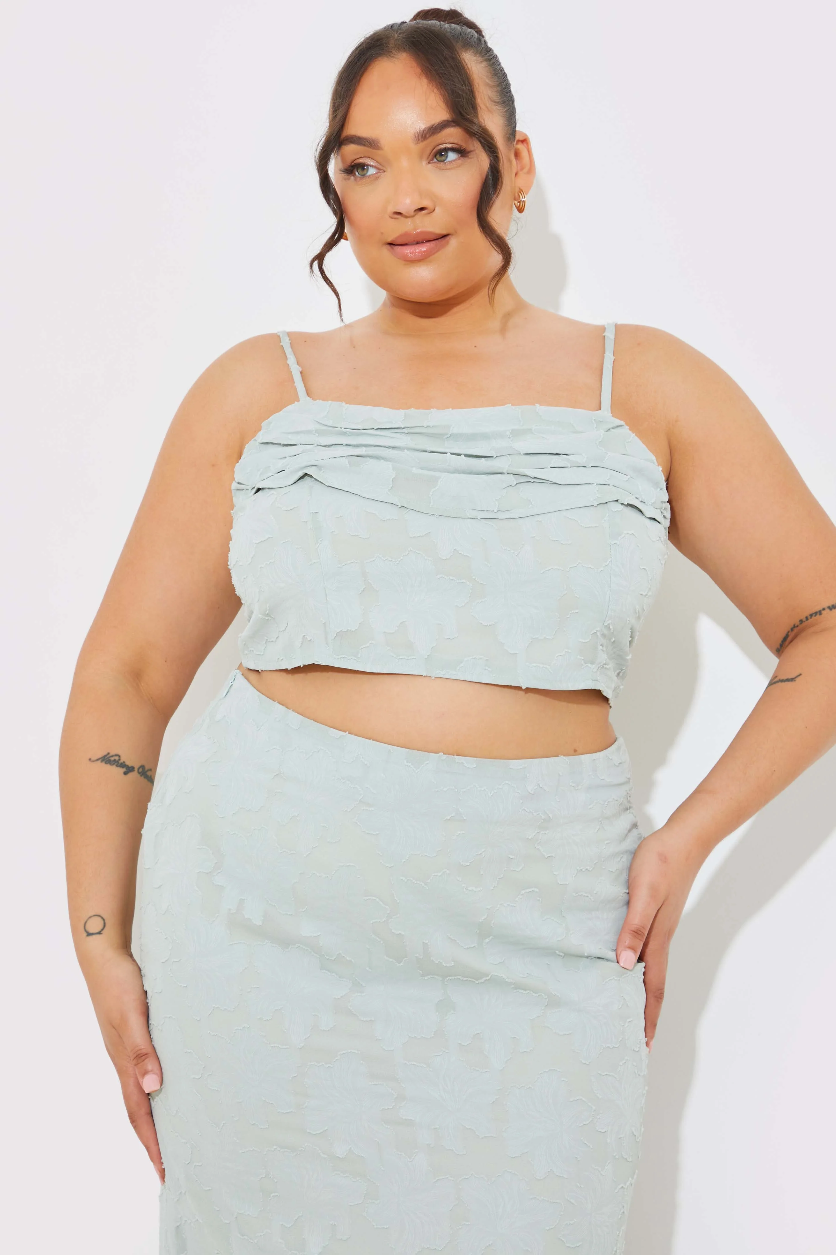 Jacquard Draped Cami Co-Ord Crop Top - Image 5