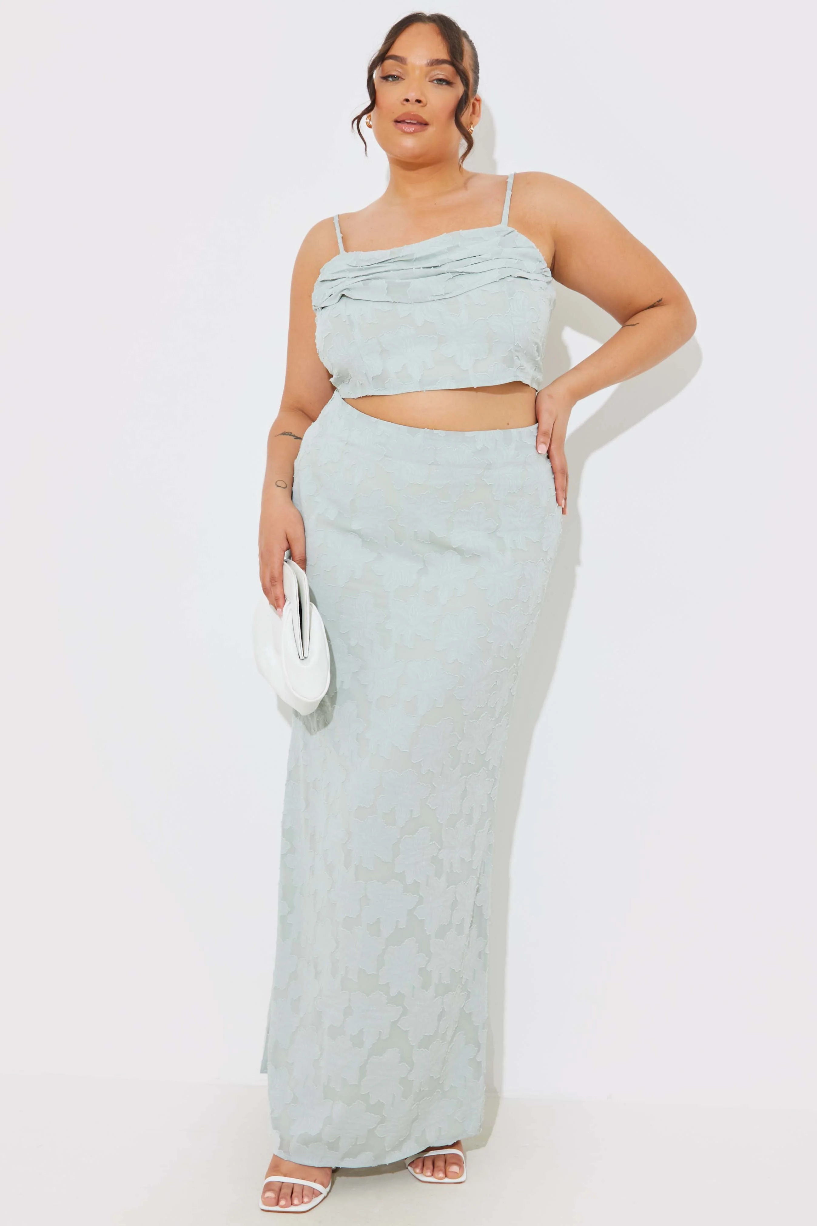 Jacquard Draped Cami Co-Ord Crop Top - Image 6