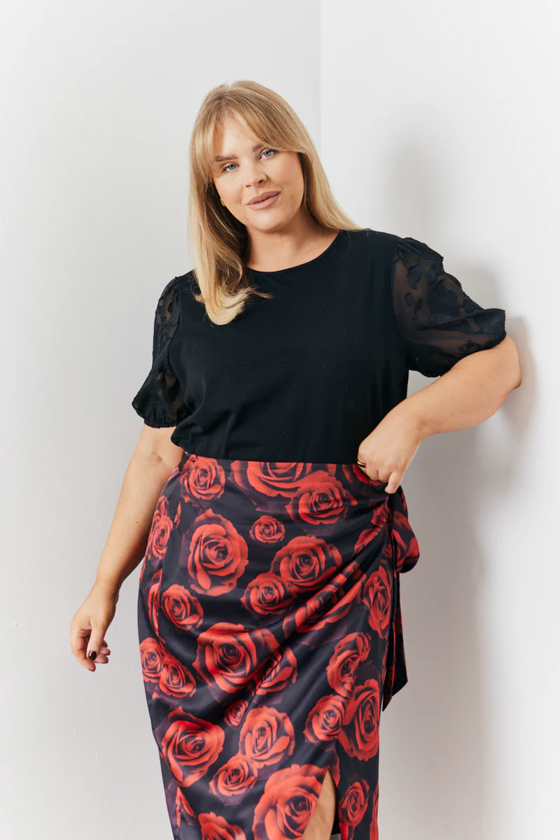 Jacquard Puff Sleeve Top - Image 2
