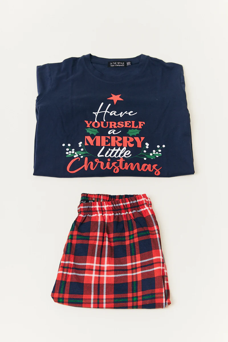 Kids Slogan Print Matching Family Pyjama Set