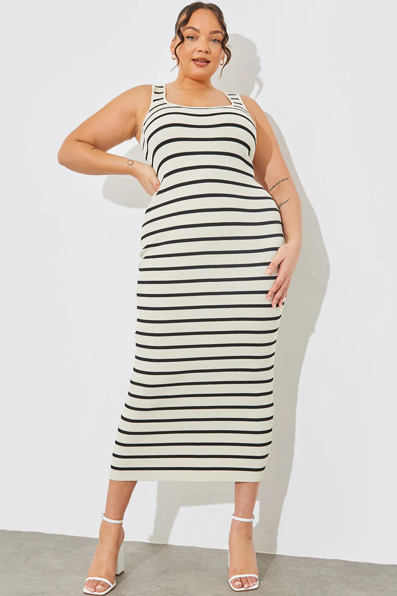 Rib Knit Stripe Scoop Neck Maxi Dress - Image 6
