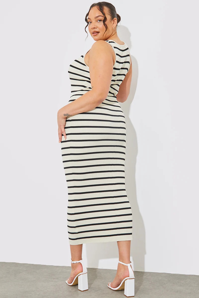 Rib Knit Stripe Scoop Neck Maxi Dress - Image 8