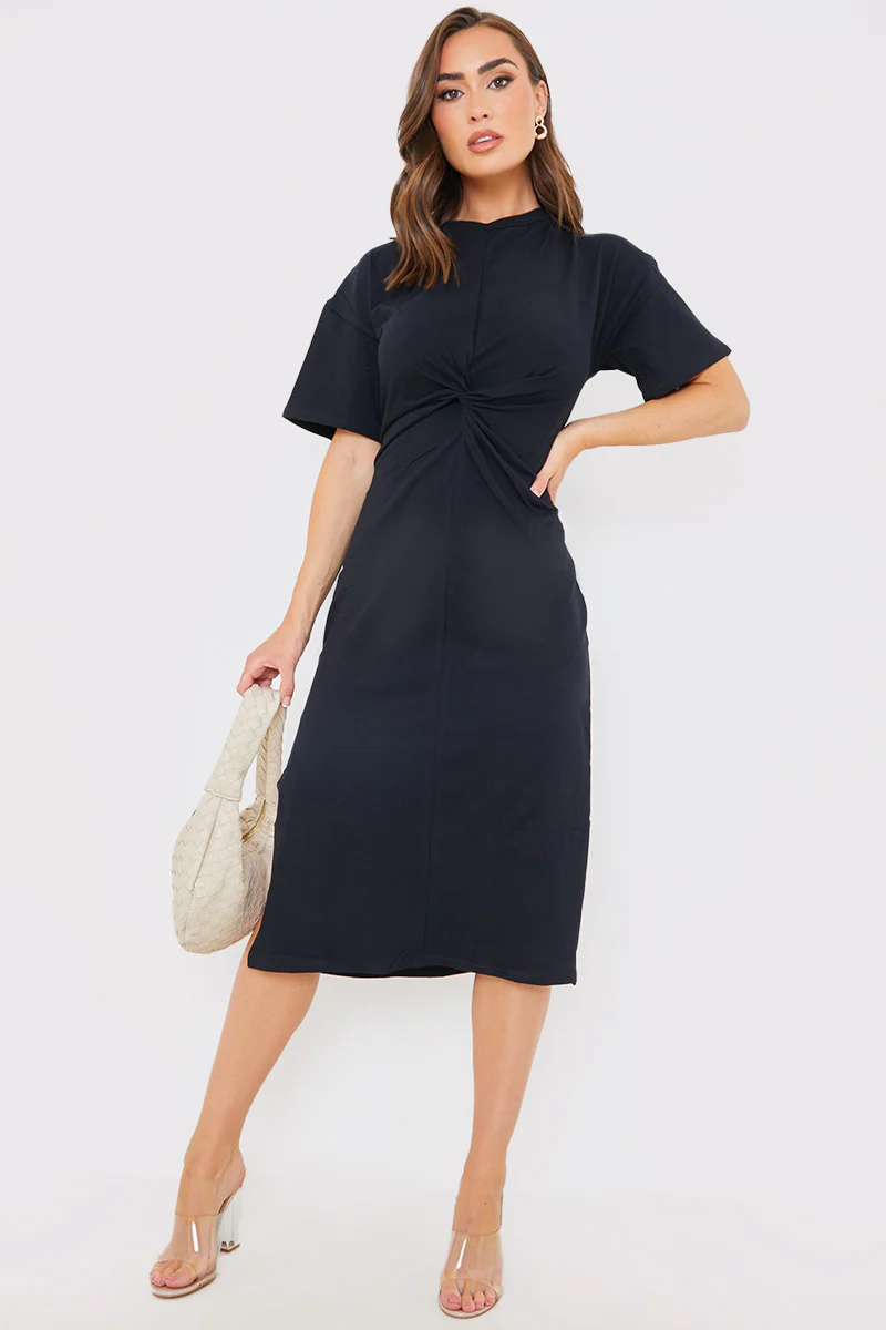 Knot Front T-Shirt Split Hem Dress - Image 7