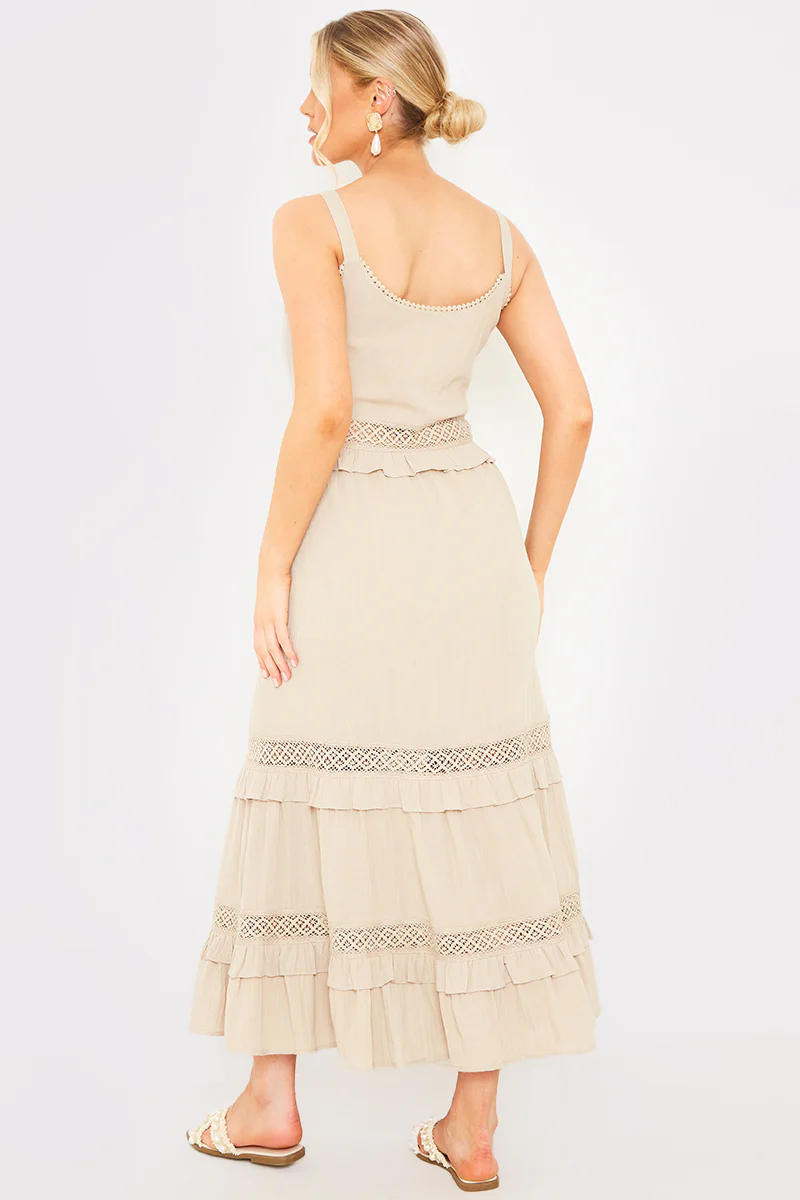 Lace Insert Frill Detail Midaxi Dress - Image 4