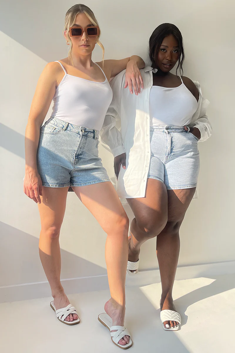 Light Wash Denim High Waist Shorts - Image 5