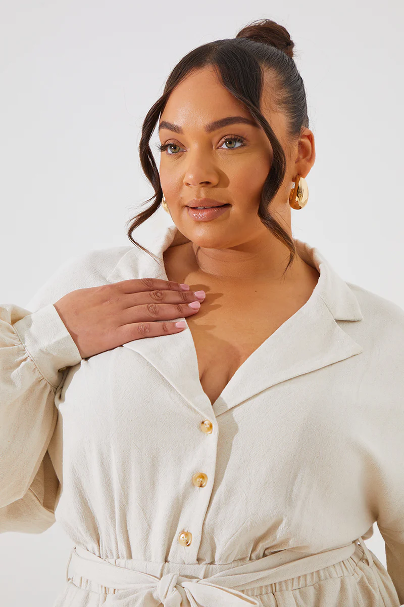 Linen Blend Belted Playsuit - Image 8