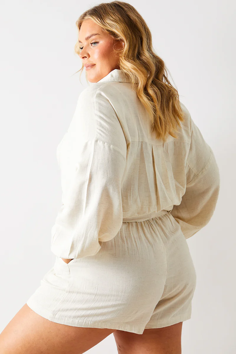 Linen Look Tie Waist Shorts - Image 8