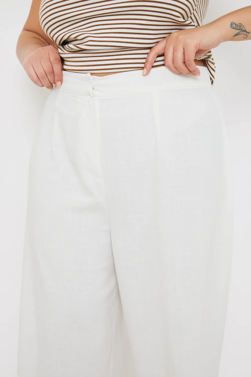 Linen Look Wide Leg Trousers - Image 5