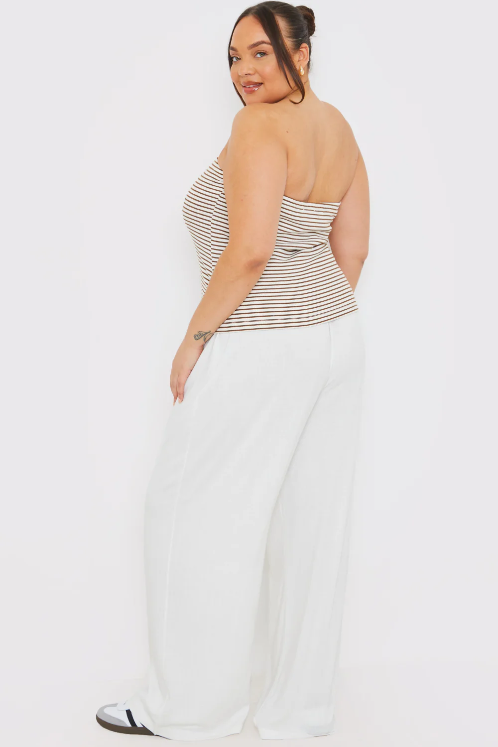 Linen Look Wide Leg Trousers - Image 6