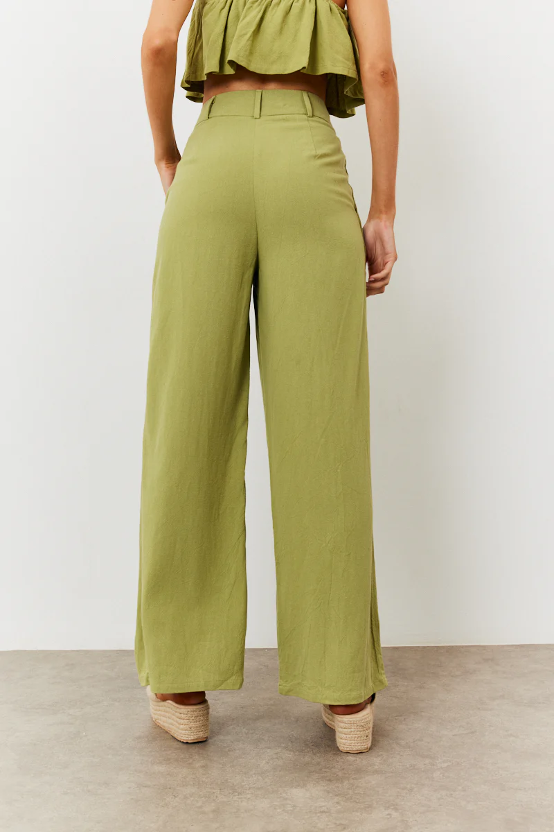 Linen Blend Wide Leg Trouser - Image 3