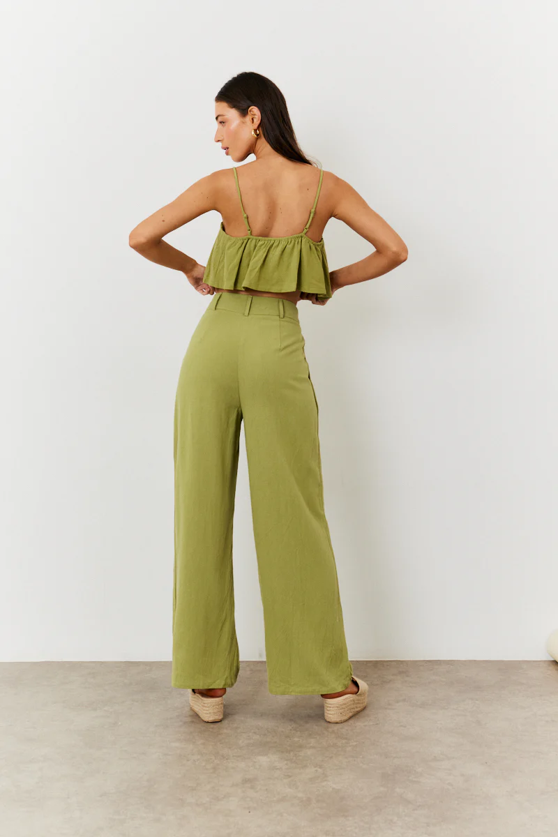 Linen Blend Wide Leg Trouser - Image 4