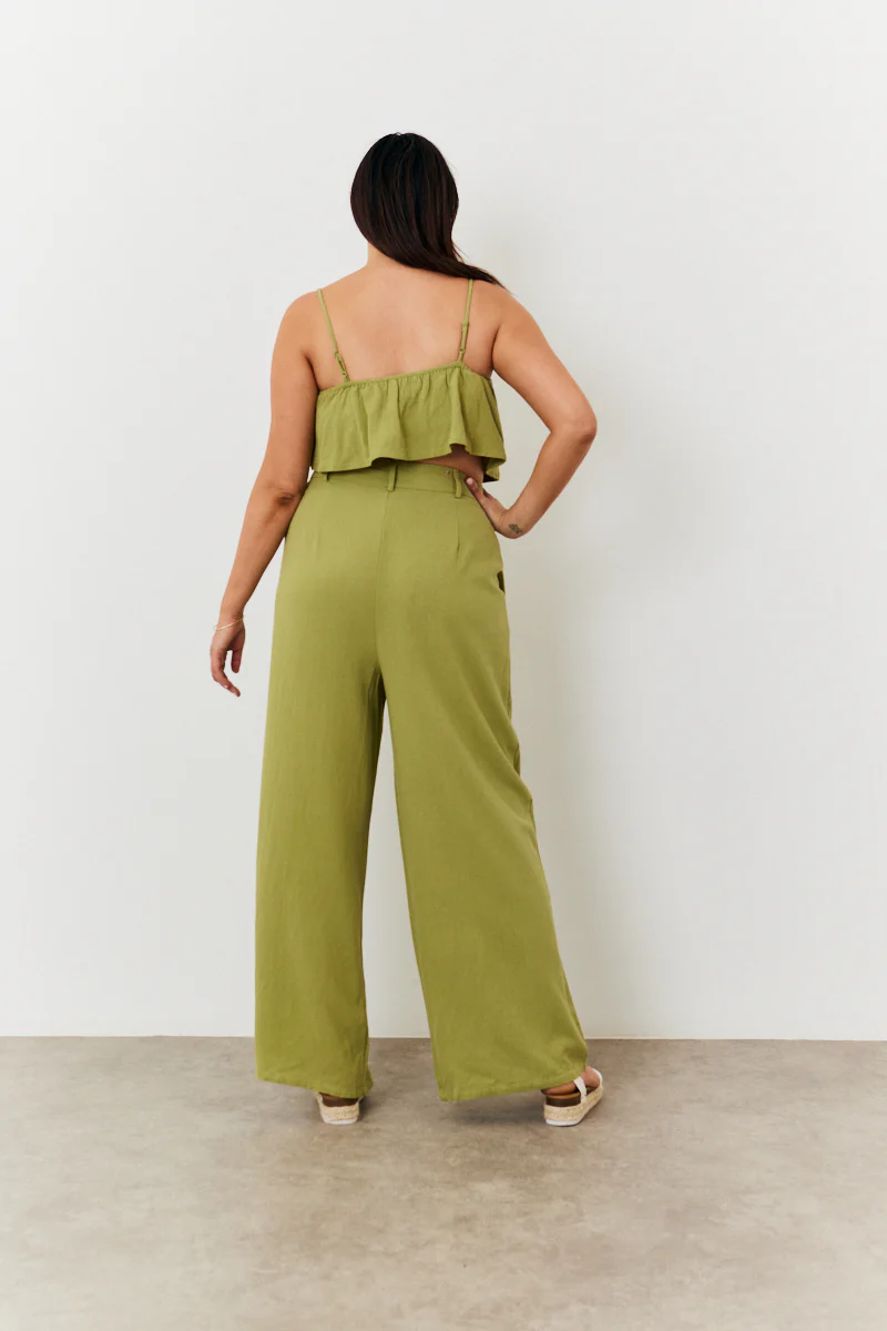 Linen Blend Wide Leg Trouser - Image 8