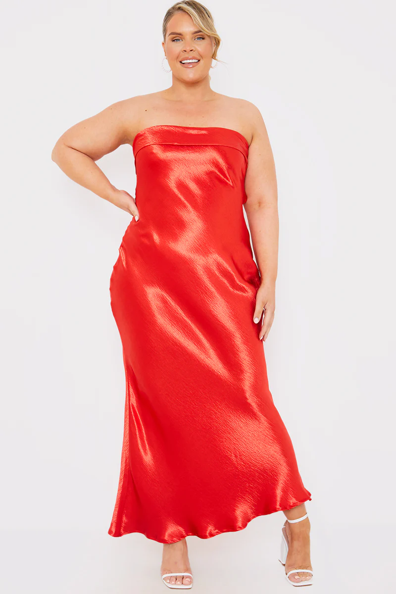 Liquid Satin Bandeau Cut Out Back Maxi Dress - Image 5