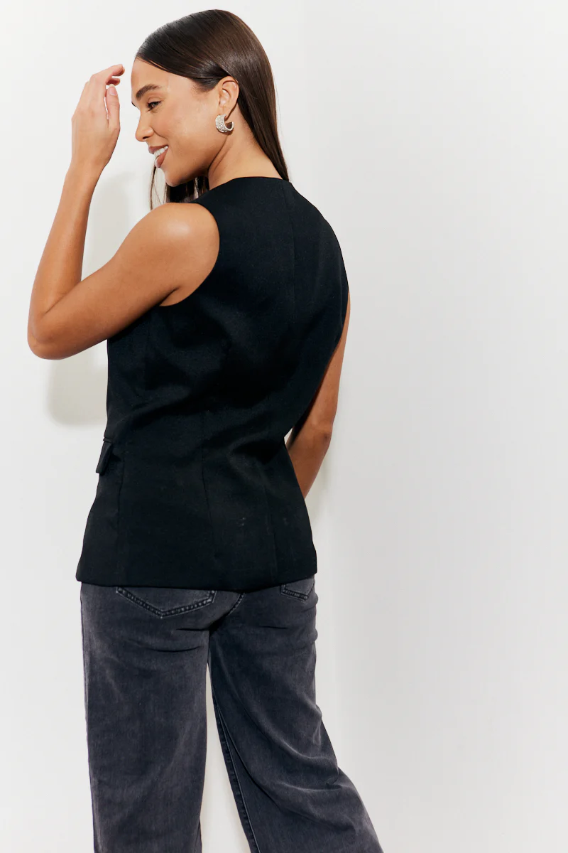 Longline Pocket Detail Waistcoat - Image 4