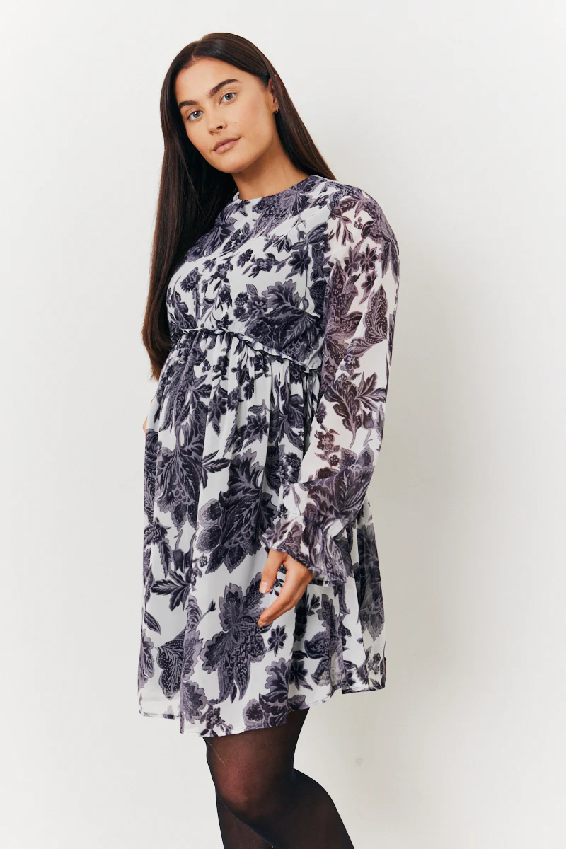 Maternity Crew Neck Printed Smock Dress - Image 3