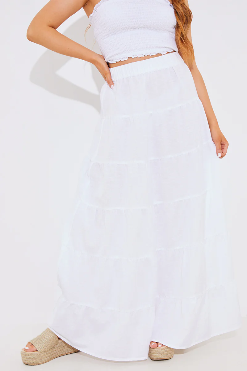 Tiered Linen Look Maxi Co-Ord Skirt - Image 2
