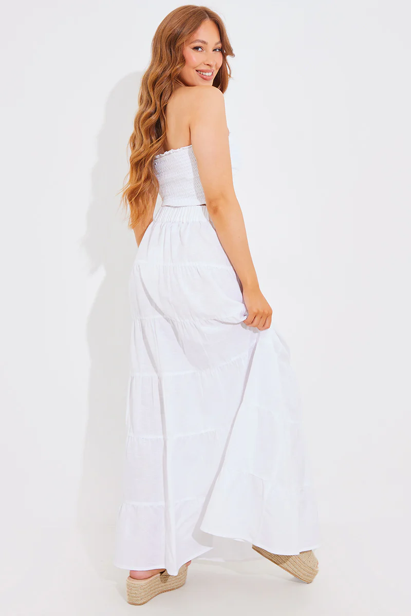 Tiered Linen Look Maxi Co-Ord Skirt - Image 3