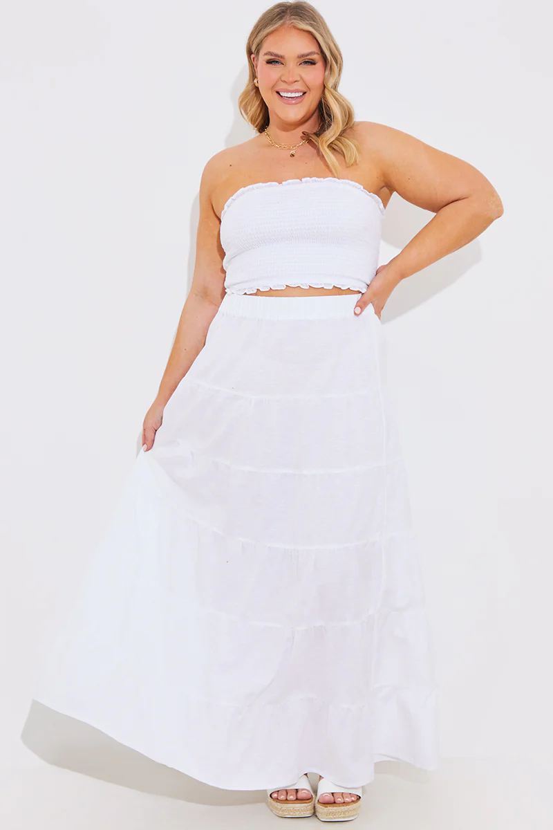 Tiered Linen Look Maxi Co-Ord Skirt - Image 4