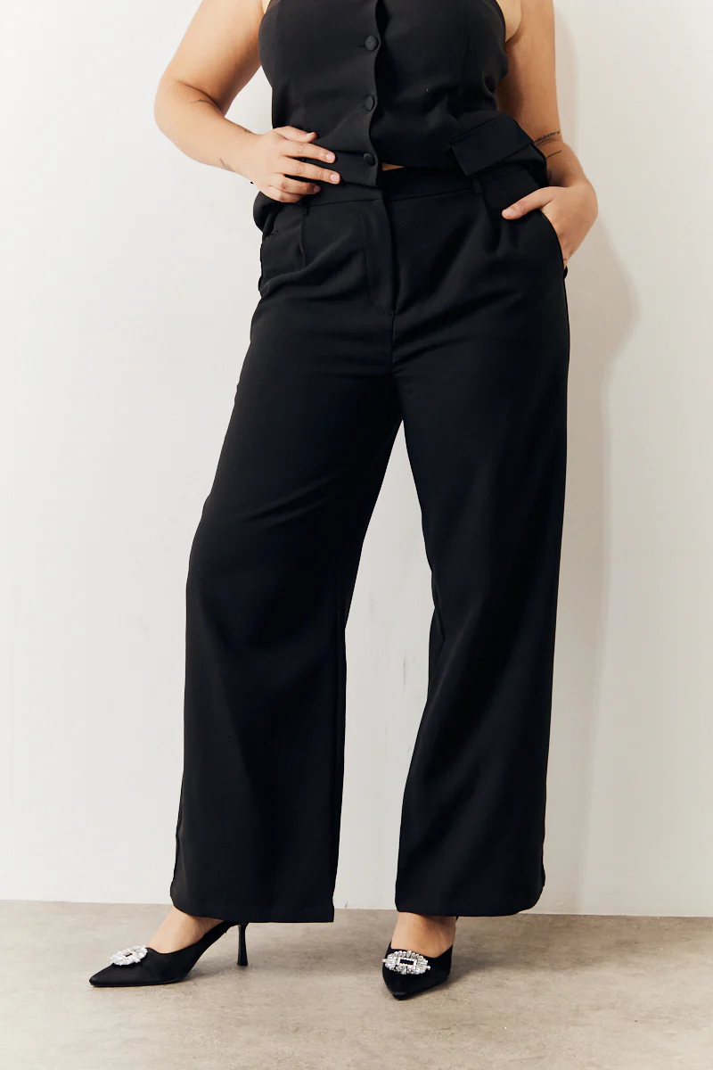 Black Tailored Wide Leg Trouser - Image 10