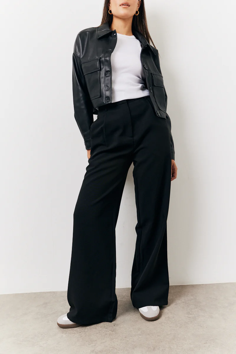 Black Tailored Wide Leg Trouser - Image 3