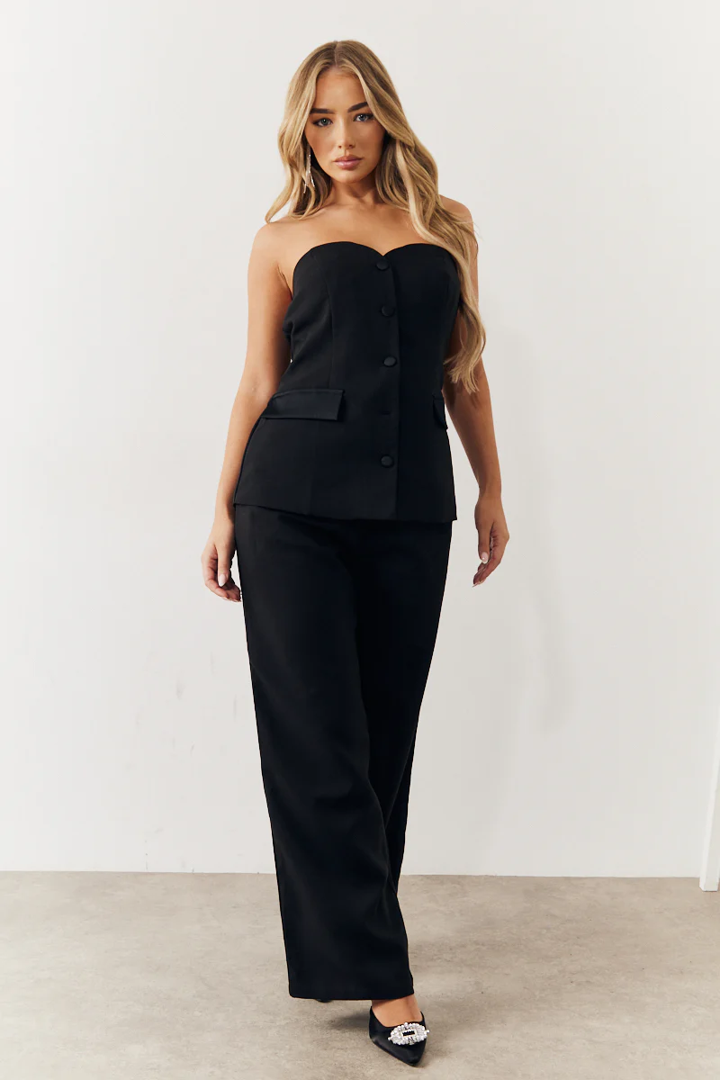 Black Tailored Wide Leg Trouser - Image 5