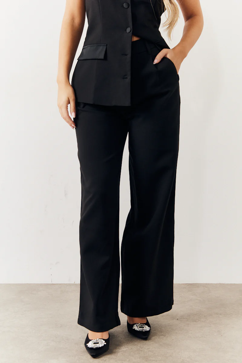 Black Tailored Wide Leg Trouser - Image 6