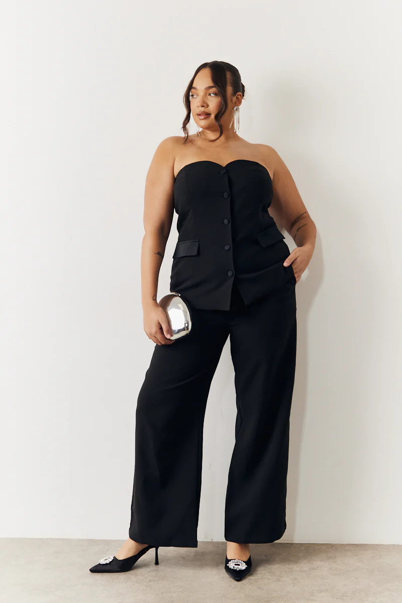 Black Tailored Wide Leg Trouser - Image 9