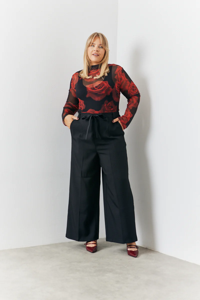 Mesh All Over Rose Print Long Sleeve Top - Image 3