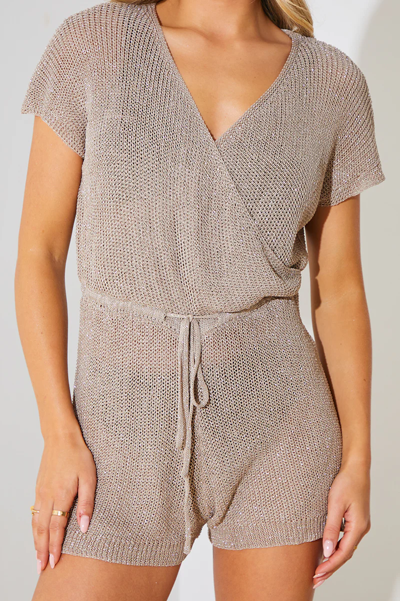 Metallic Knit Drawstring Playsuit - Image 3