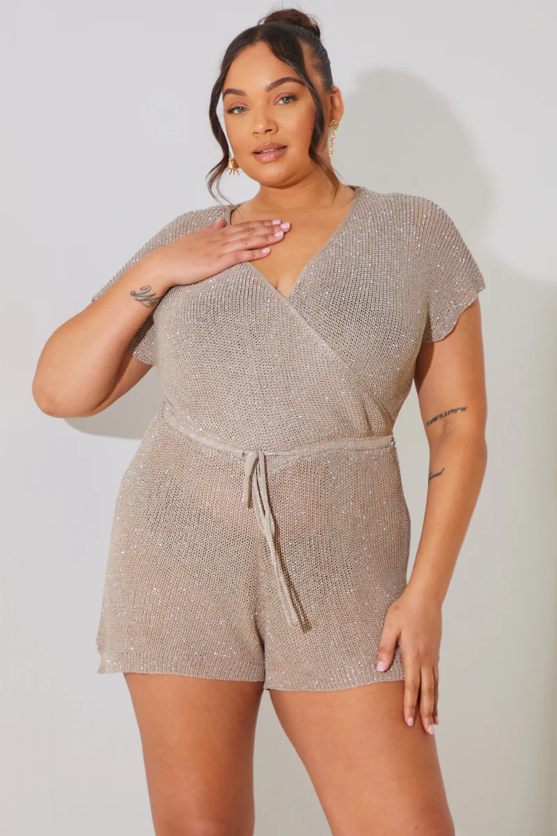 Metallic Knit Drawstring Playsuit - Image 6