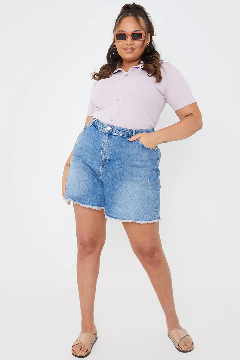 Mid Wash Ripped Denim Shorts - Image 6