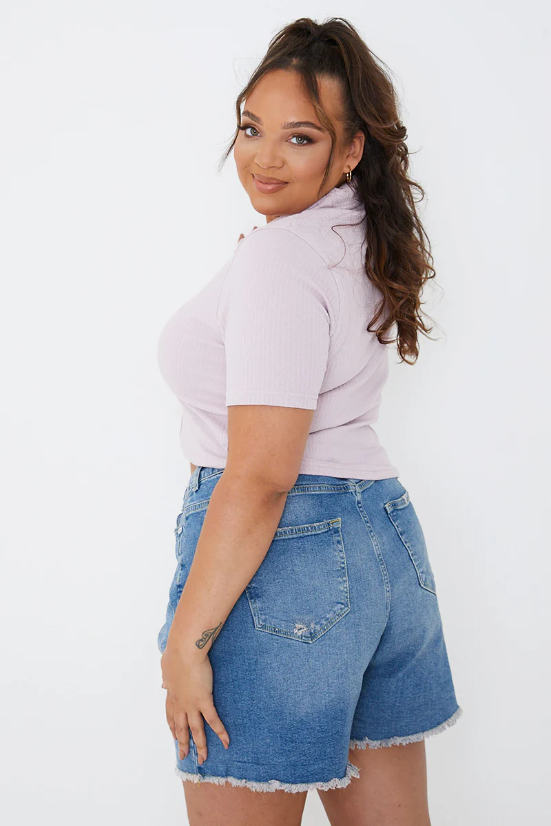 Mid Wash Ripped Denim Shorts - Image 8