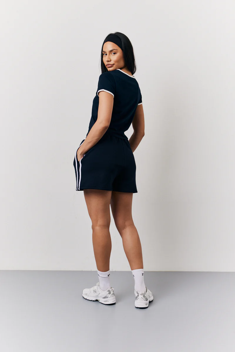 Navy 90's Fits Slogan Side Stripe Co-Ord Shorts - Image 2