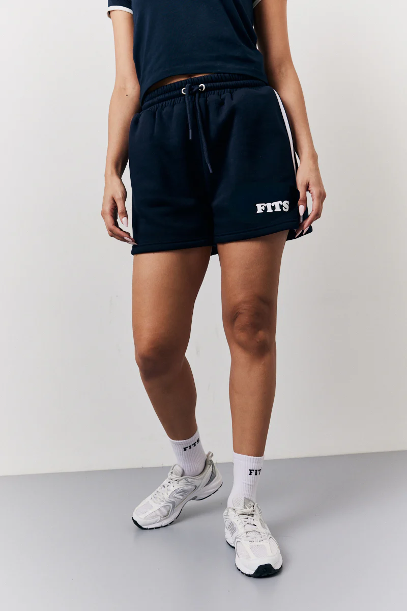 Navy 90's Fits Slogan Side Stripe Co-Ord Shorts - Image 3