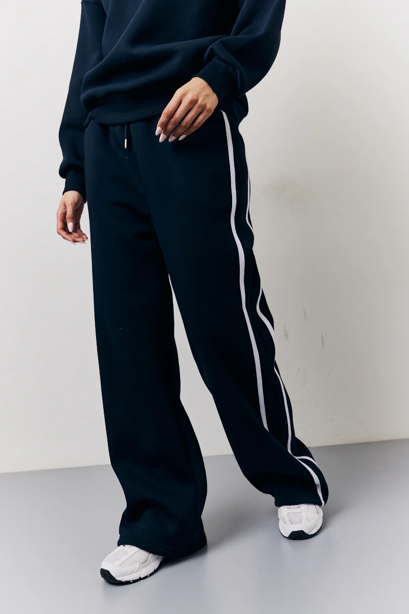 Navy Fits Wide Leg Side Stripe Co-Ord Jogger - Image 2