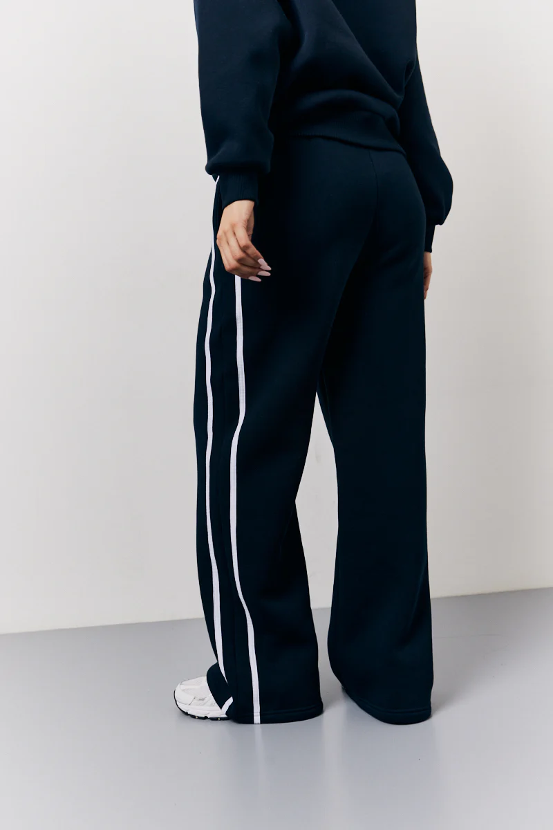 Navy Fits Wide Leg Side Stripe Co-Ord Jogger - Image 3
