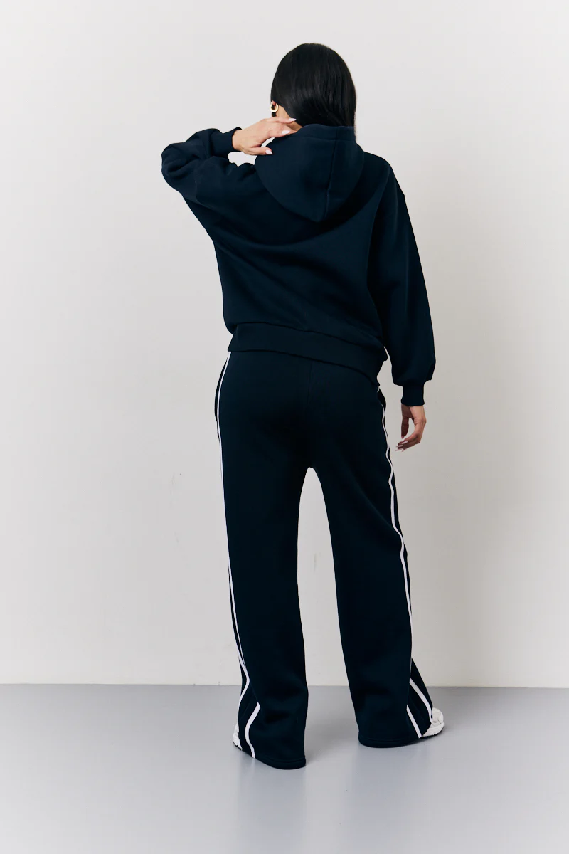 Navy Fits Wide Leg Side Stripe Co-Ord Jogger - Image 4