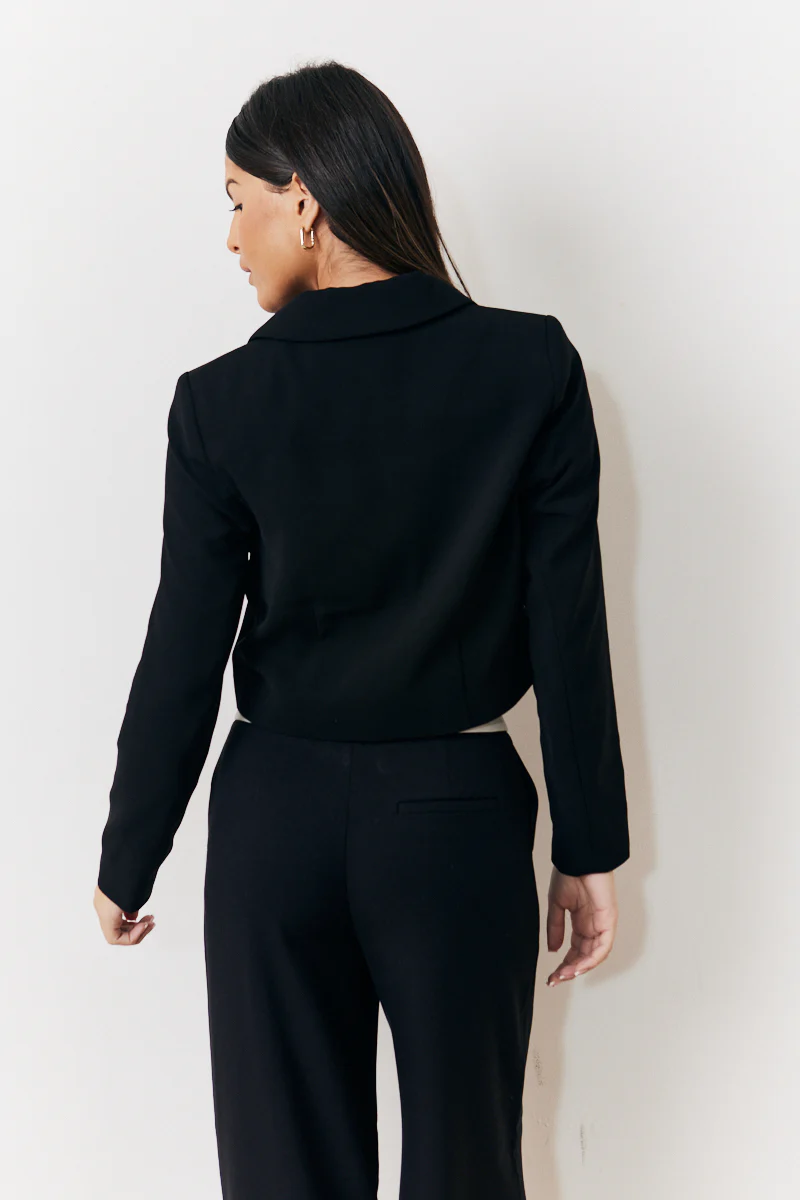 Occasion Black Cropped Tux Blazer - Image 3